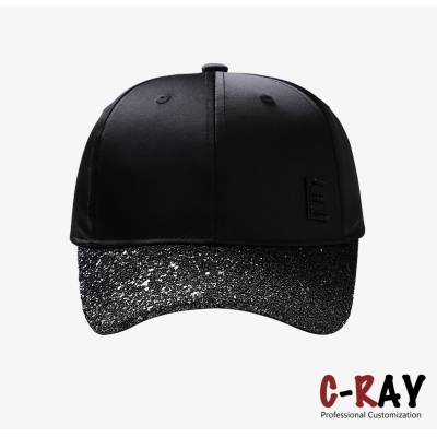 High quality custom made shinny polyester c fabric fashion structured baseball cap