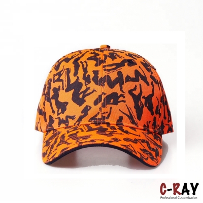Custom Printed 6 Panel Structured Baseball Cap With Adjustable Hook And Loop Tape Back