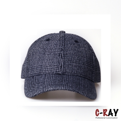 Hot Selling Checked Blank Custom Logo Baseball Cap With Strap Clasp 