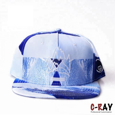 Quick Dry 5 Panel Structured Flat Brim Custom Hats Colorful Printed Snapback Cap For Men Outdoor