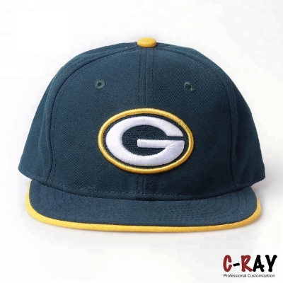 Fashion 6 Panel Embroidered fitted caps Flat Brim hat with customized logo G