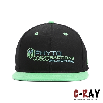 cotton material flat embroidery snapback cap