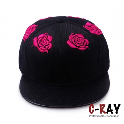 3D rose embroidery on 6 panels snapback cap