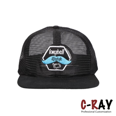Manufacture wholesale cheap polyester black trucker mesh cap mesh hat