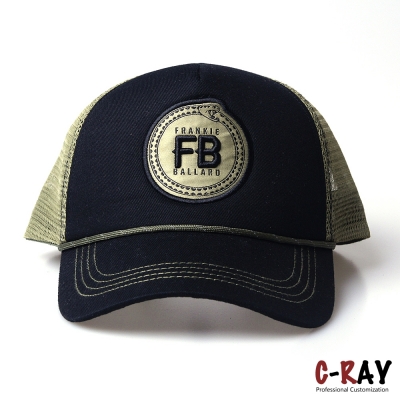 Promotional custom 5 panel mesh trucker caps with woven patch