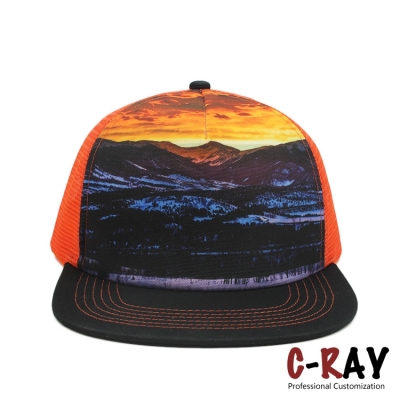 sublimation printed snapback trucker cap mesh cap