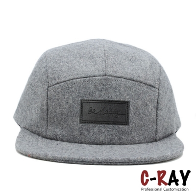 Amazon hot sale promotional wool 5 panels cap hat with laser logo