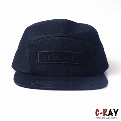 Wholesale woven label 5 panel cap, custom logo snap back hats 5 panel