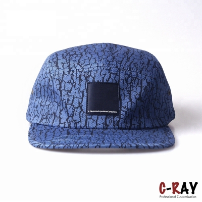 China manufacturer custom logo woven patch 5 panel cap