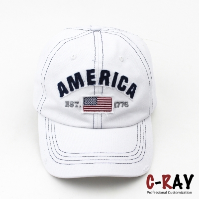 2019 Popular Style Washed Cotton Embroidery 6 Panel Distressed Dad Hat
