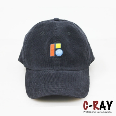 corduroy material dad hat with embroidery